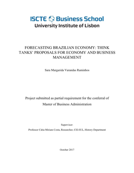 Think Tanks' Proposals for Economy and Business