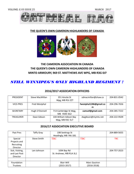 Still Winnipeg's Only Highland Regiment !