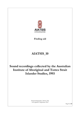 AIATSIS 10 Sound Recordings Collected by the Australian Institute