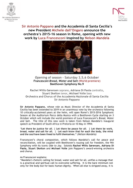 Sir Antonio Pappano and the Accademia Di Santa Cecilia's New