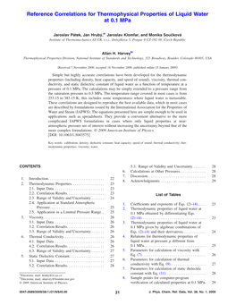 Reference Correlations for Thermophysical Properties of Liquid Water at 0.1 Mpa