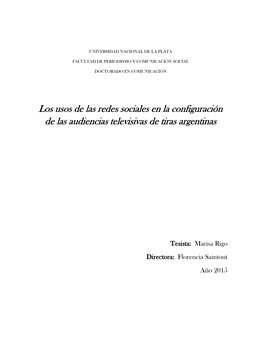 Los Usos De Las Redes Sociales En La Configuración De Las Audiencias Televisivas De Tiras Argentinas