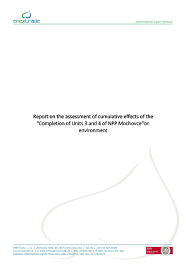 Report on the Assessment of Cumulative Effects of the 