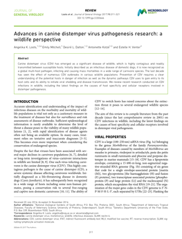 Advances in Canine Distemper Virus Pathogenesis Research: a Wildlife Perspective