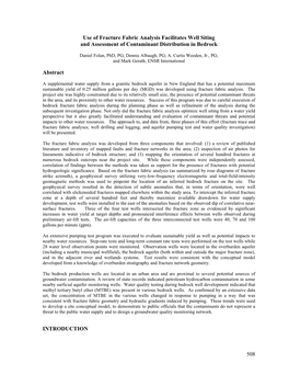 Use of Fracture Fabric Analysis Facilitates Well Siting and Assessment of Contaminant Distribution in Bedrock