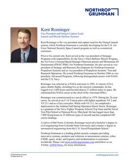 Kent Rominger Vice President and Omega Capture Lead, Launch and Missile Defense Systems