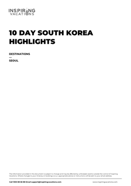 10 Day South Korea Highlights