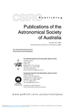 Publications of the Astronomical Society of Australia Volume 18, 2001 © Astronomical Society of Australia 2001