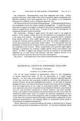 Geochemiical Aspects of Atmospheric Evolution by Charles F