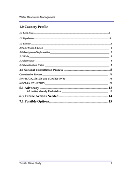 Case Study a Theme 1 Tuvalu on Rainwater Harvesting