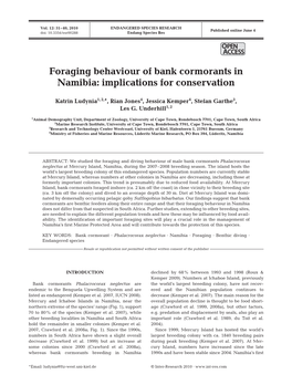 Foraging Behaviour of Bank Cormorants in Namibia: Implications for Conservation