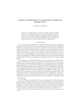 Unique Factorization in Cyclotomic Integers of Degree Seven