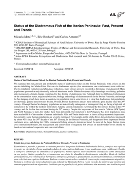 Status of the Diadromous Fish of the Iberian Peninsula: Past, Present and Trends