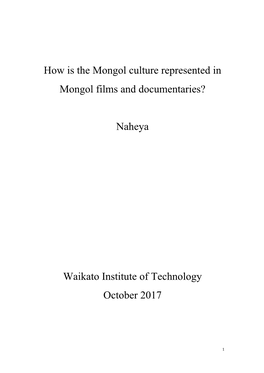 PDF (Masters Dissertation "How Is the Mongol Culture Represented In