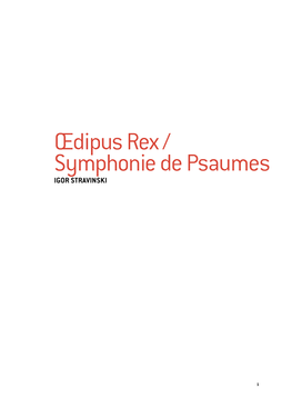 Œdipus Rex / Symphonie De Psaumes Igor Stravinski
