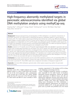 High-Frequency Aberrantly Methylated Targets in Pancreatic Adenocarcinoma Identified Via Global DNA Methylation Analysis Using M