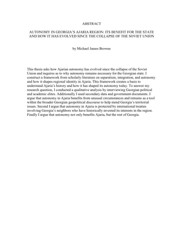 Abstract Autonomy in Georgia's Ajaria Region