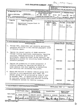 A.I.D. Evaluation Summary - Part I