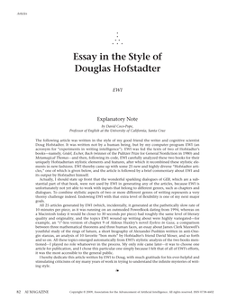 Essay in the Style of Douglas Hofstadter