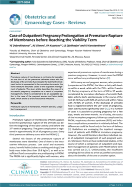 Case of Outpatient Pregnancy Prolongation at Premature Rupture