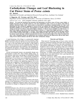 Carbohydrate Changes and Leaf Blackening in Cut Flower Stems of Protea Eximia R.L