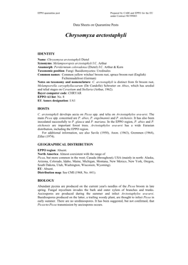 Data Sheet on Chrysomyxa Arctostaphyli