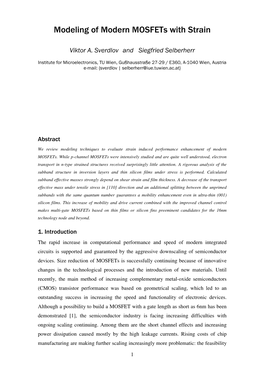 Modeling of Modern Mosfets with Strain