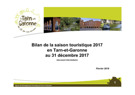 Bilan De La Saison Touristique 2017 En Tarn-Et-Garonne Au 31 Décembre