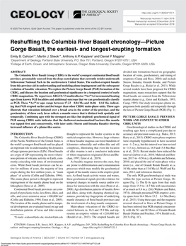 Reshuffling the Columbia River Basalt Chronology—Picture Gorge Basalt, the Earliest- and Longest-Erupting Formation Emily B