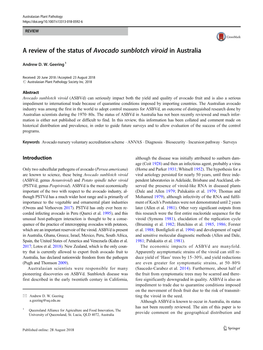 A Review of the Status of Avocado Sunblotch Viroid in Australia