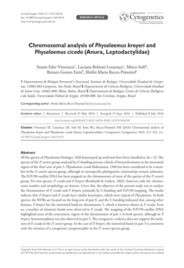 Chromosomal Analysis of Physalaemus Kroyeri and Physalaemus Cicada (Anura, Leptodactylidae)