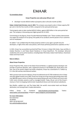 For Immediate Release Emaar Properties