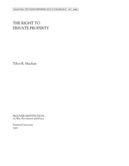 The Right to Private Property