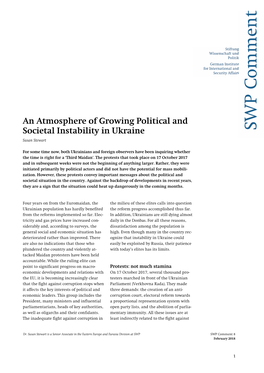 An Atmosphere of Growing Political and Societal Instability in Ukraine