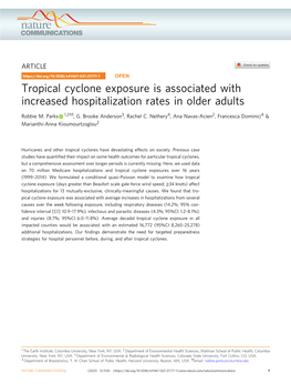 Tropical Cyclone Exposure Is Associated with Increased Hospitalization Rates in Older Adults ✉ Robbie M