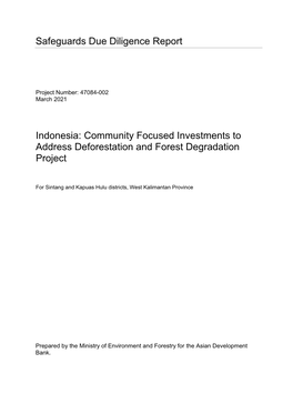 Community Focused Investments to Address Deforestation and Forest Degradation Project