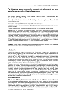 Participatory Socio-Economic Scenario Development for Land Use Change: a Methodological Approach