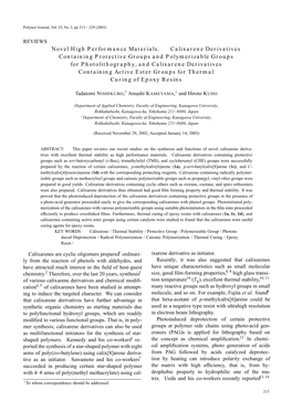 Novel High Performance Materials. Calixarene Derivatives Containing