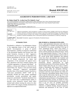 Aggressive Periodontitis: a Review