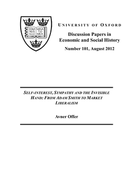 Self-Interest, Sympathy and the Invisible Hand: from Adam Smith to Market Liberalism