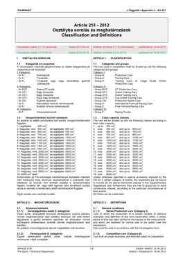 2012 Osztályba Sorolás És Meghatározások Classification and Definitions