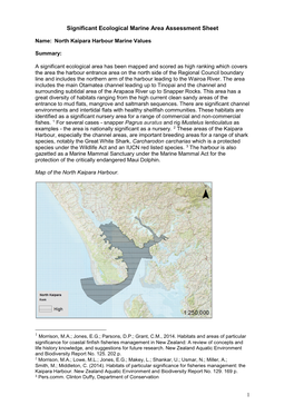 Significant Ecological Marine Area Assessment Sheet