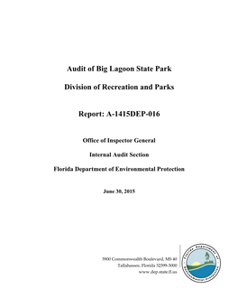Audit of Big Lagoon State Park (A-1415DEP-016)
