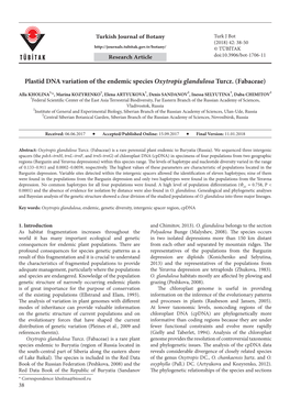 Plastid DNA Variation of the Endemic Species Oxytropis Glandulosa Turcz