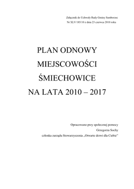 Plan Odnowy Miejscowości Śmiechowice Na Lata 2010 – 2017