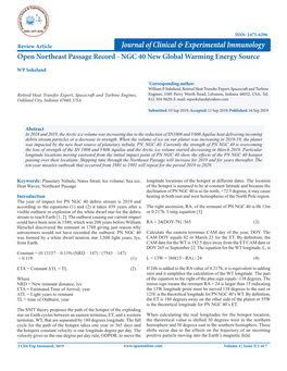 Open Northeast Passage Record - NGC 40 New Global Warming Energy Source