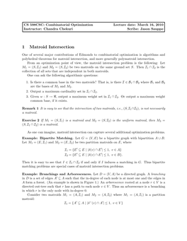 1 Matroid Intersection