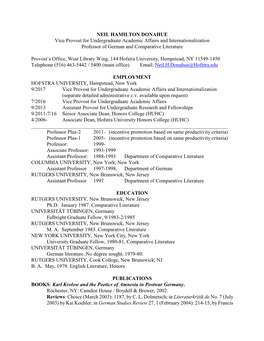 NEIL HAMILTON DONAHUE Vice Provost for Undergraduate Academic Affairs and Internationalization Professor of German and Comparative Literature