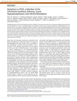 Mutations in PIGO, a Member of the GPI-Anchor-Synthesis Pathway, Cause Hyperphosphatasia with Mental Retardation