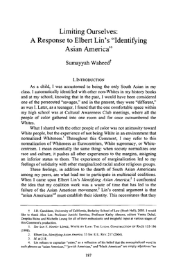 A Response to Elbert Lin's Identifying Asian America